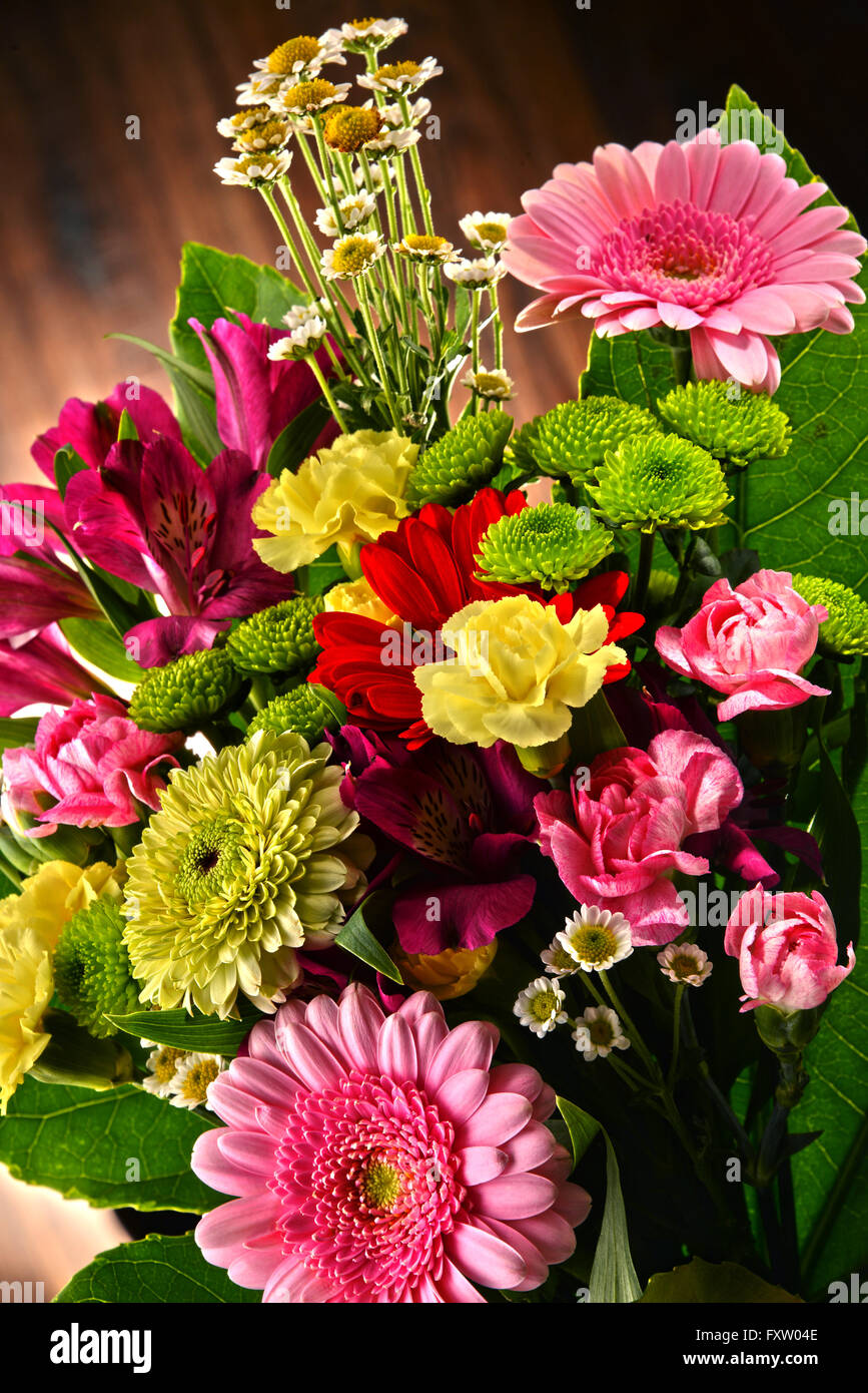 Composition with bouquet of flowers Stock Photo - Alamy
