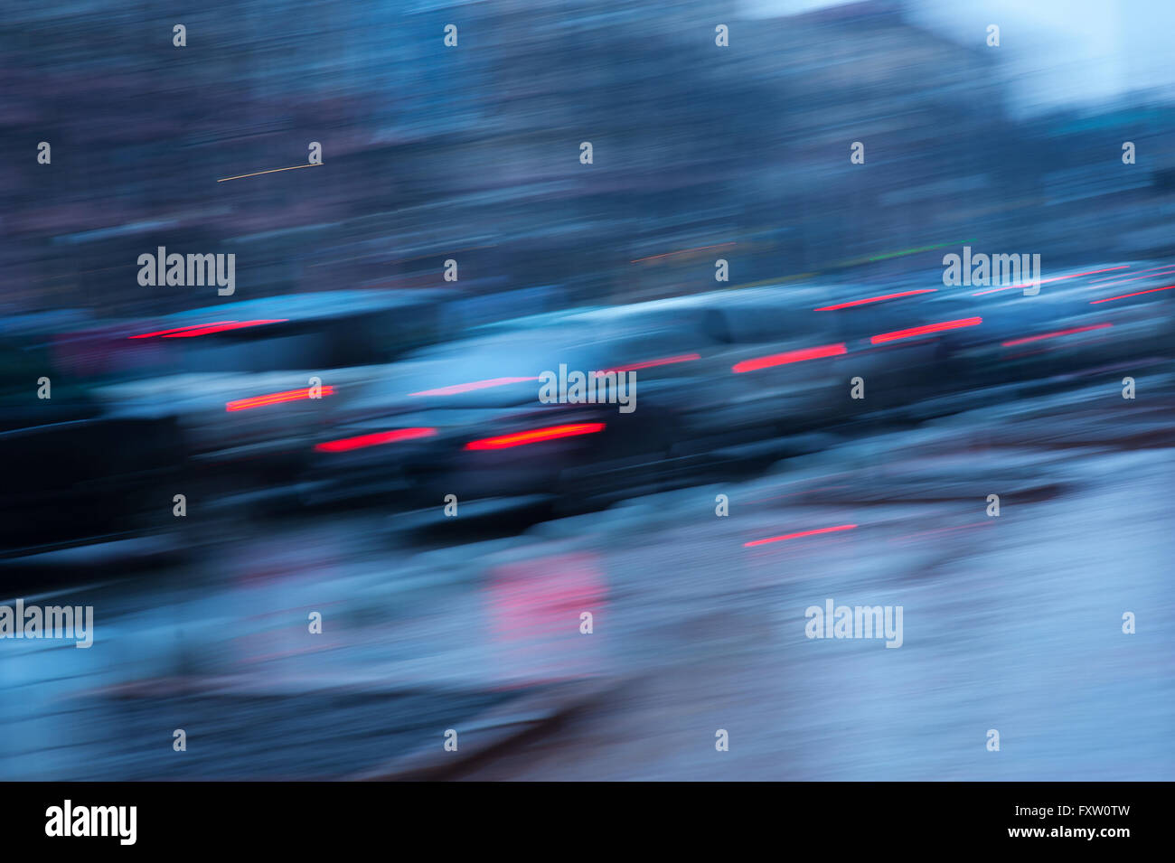 blurry focus scene of cars on road represent transportation concept related idea Stock Photo