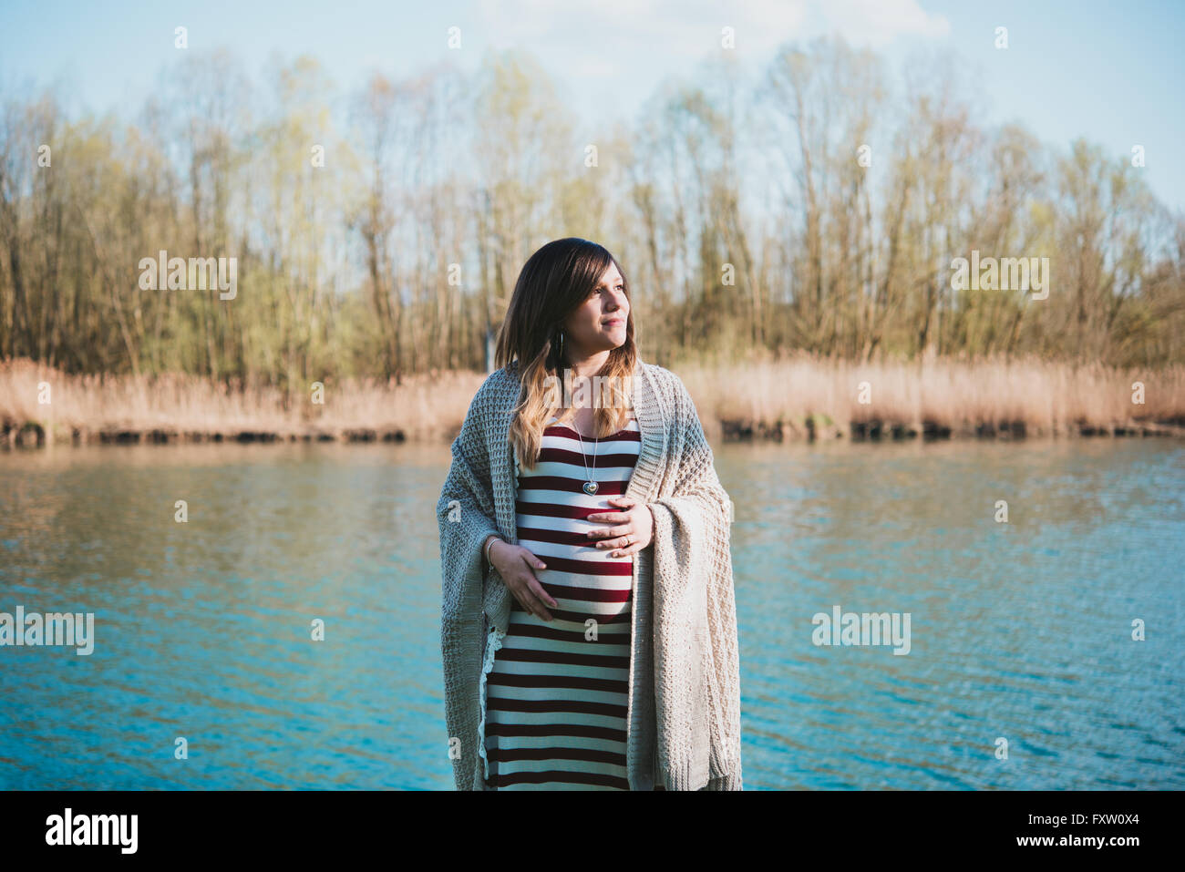woman, pregnant, river, water Stock Photo Alamy