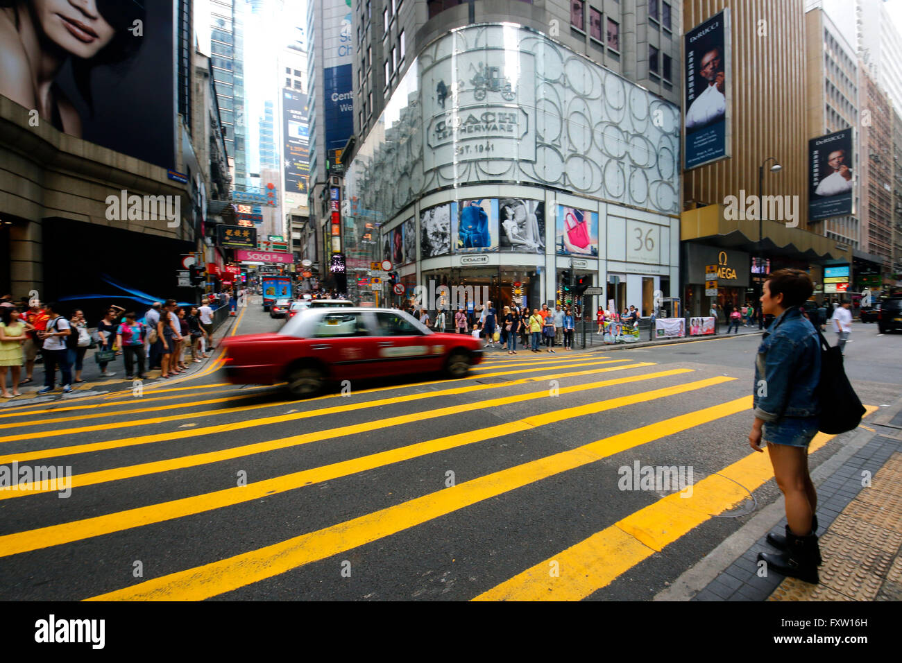 QUEENS ROAD JUNCTION WITH D'AGUILAR STREET CENTRAL HONG KONG ASIA 02 May 2015 Stock Photo