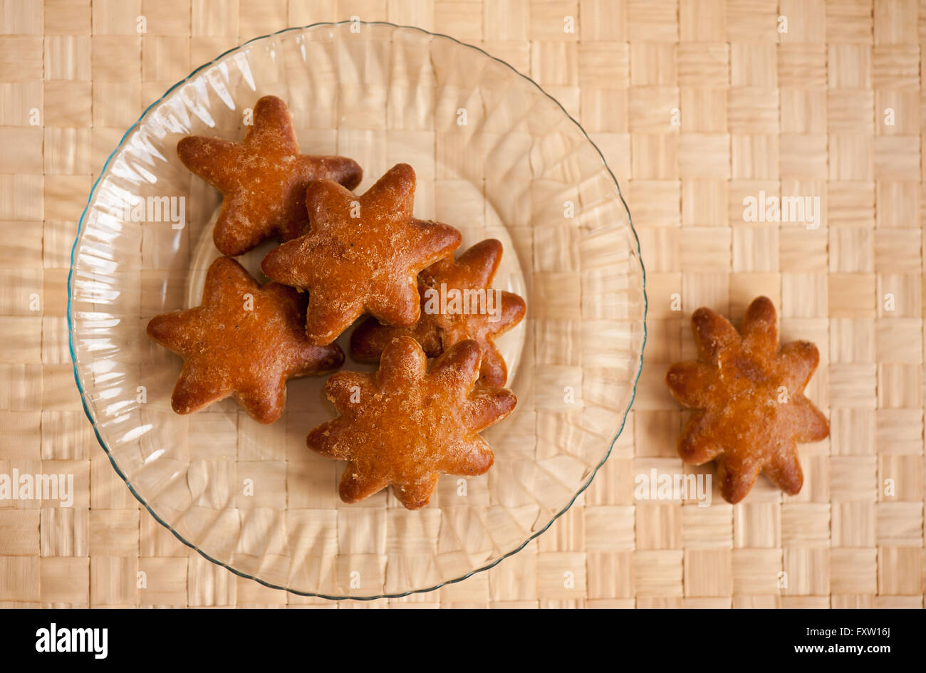 Sweet gingerbread stars cookies desserts, brittle flavored food on