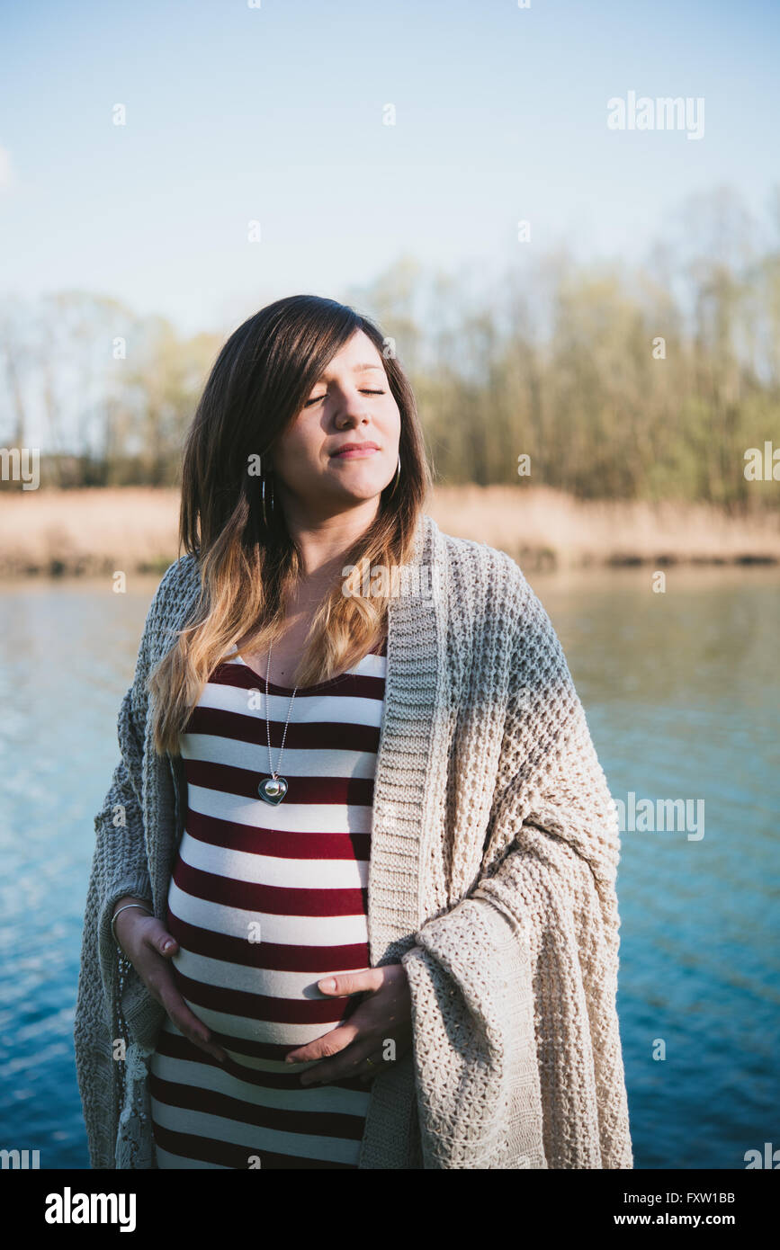 woman, pregnant, river, water Stock Photo Alamy