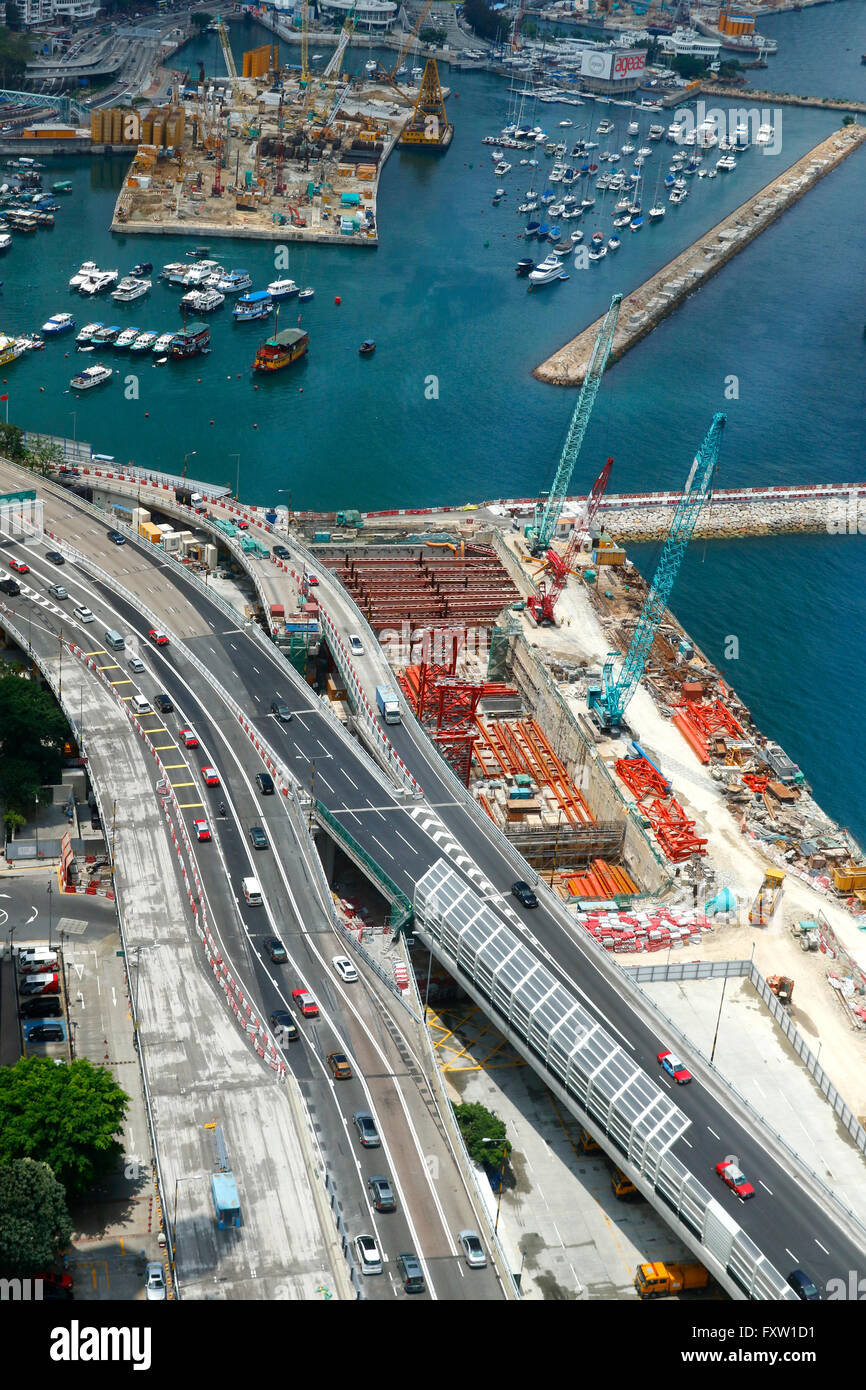CAUSEWAY BAY TYPHOON SHELTER ROAD & CONSTRUCTION HONG KONG CHINA 03 May 2015 Stock Photo