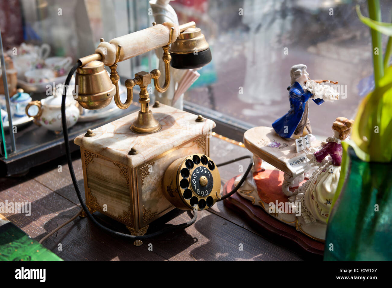 Luxury antique marble telephone with rotary dial in Jacobsen Restaurant