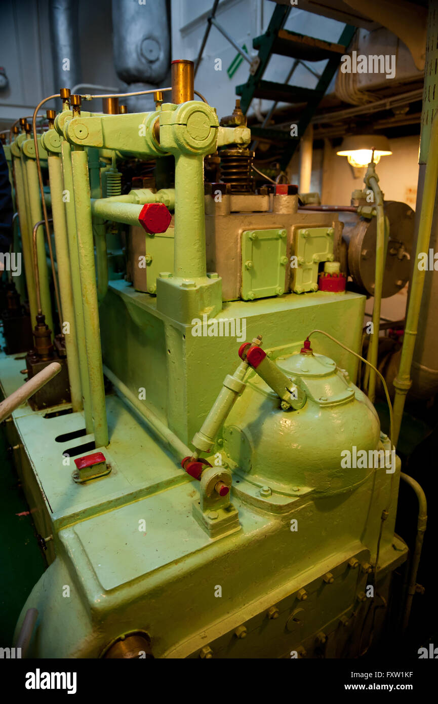 Dar Pomorza engine room detail ship interior, the sailing vessel in