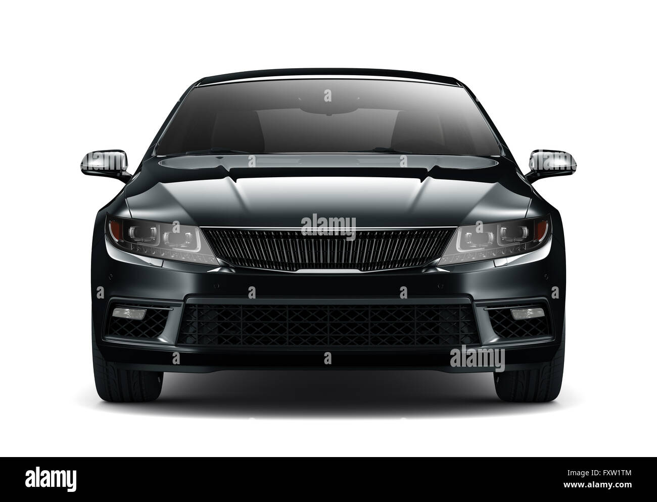 Black generic car - front view Stock Photo