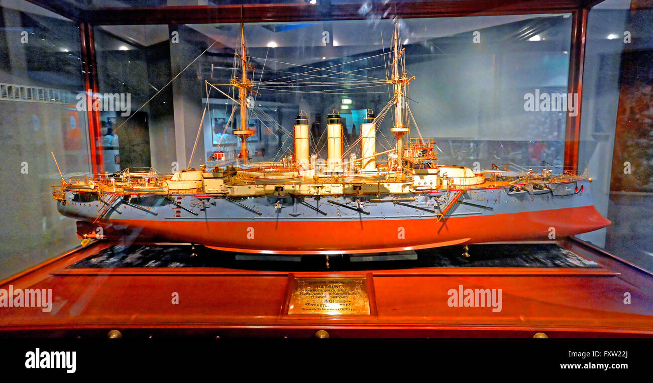 Hatsuse Japanese Armourclad ship at Tsushima at Discovery Museum Newcastle Stock Photo