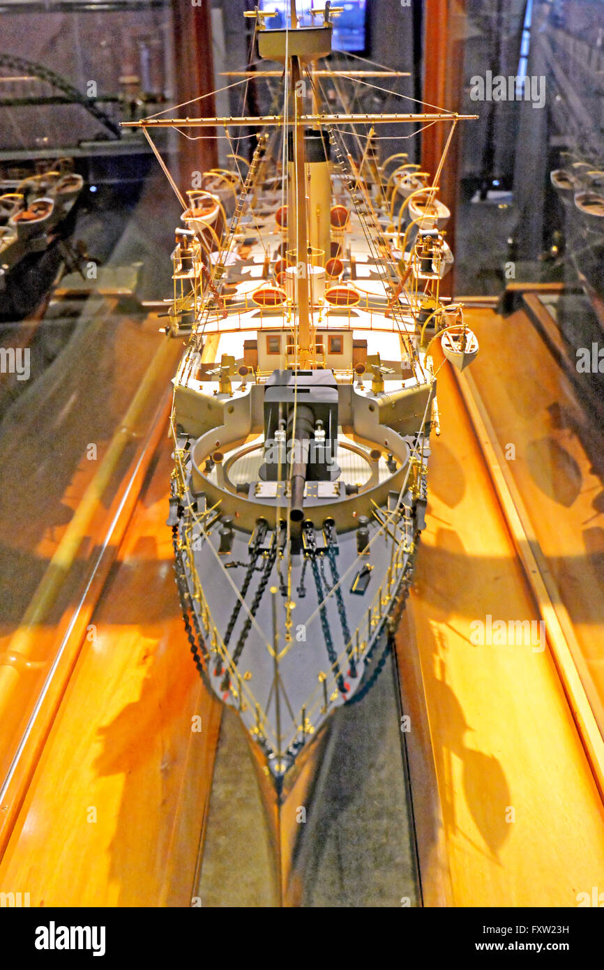 Naniwa Kan Japanese torpedo boat at Tsushima Discovery Museum Newcastle Stock Photo