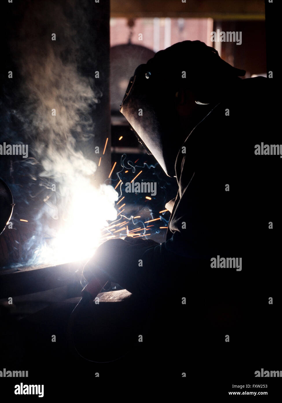 Welder Arc Welding steel. England, UK Stock Photo Alamy