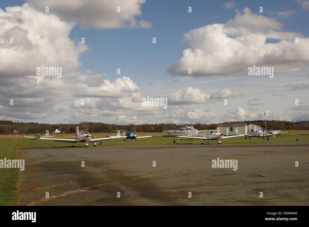 Light aircraft parked at Wolverhampton Halfpenny Green Airport, Staffordshire. UK Stock Photo