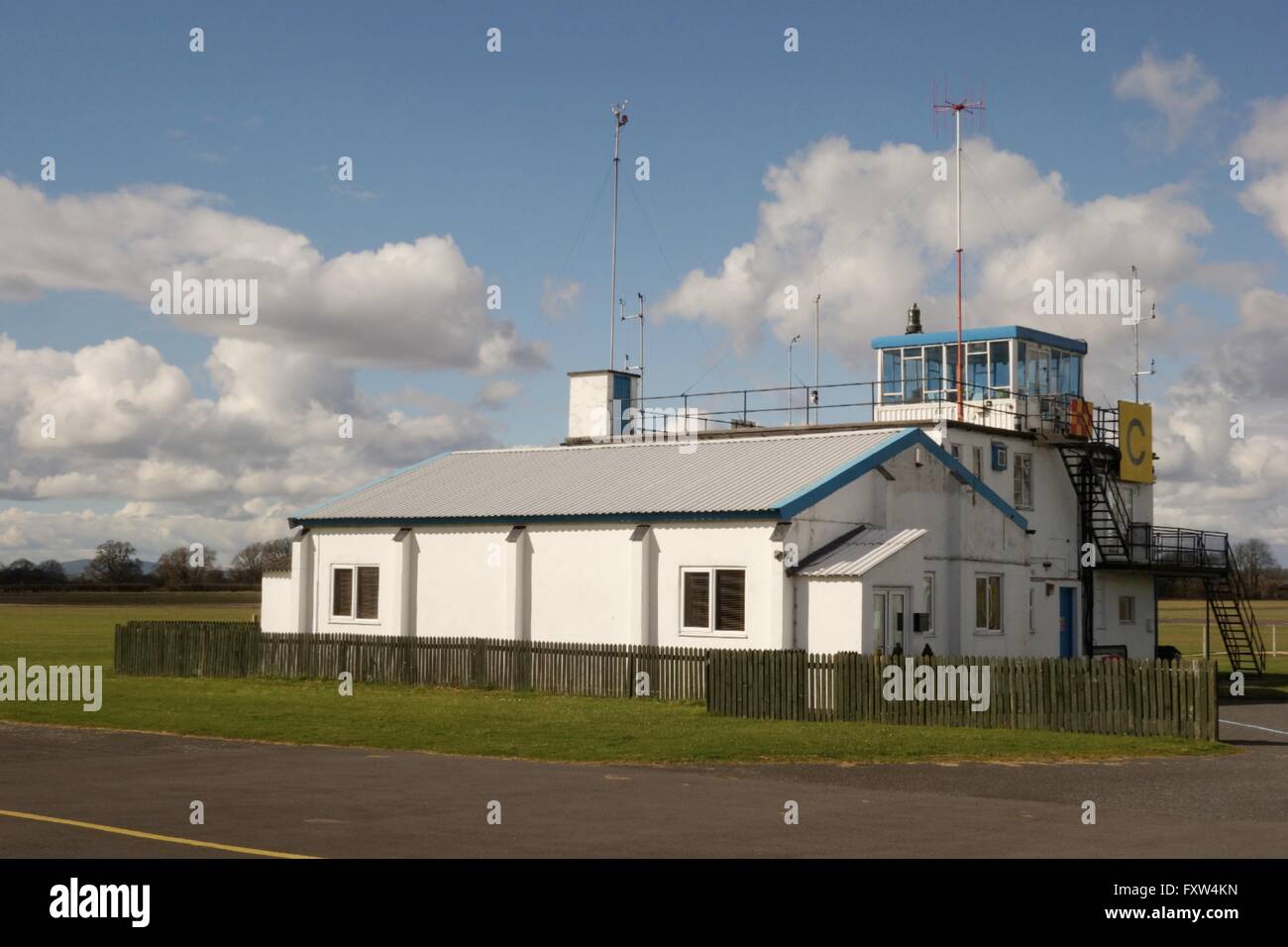 Control tower at Wolverhampton Halfpenny Green airport, Staffordshire, UK Stock Photo