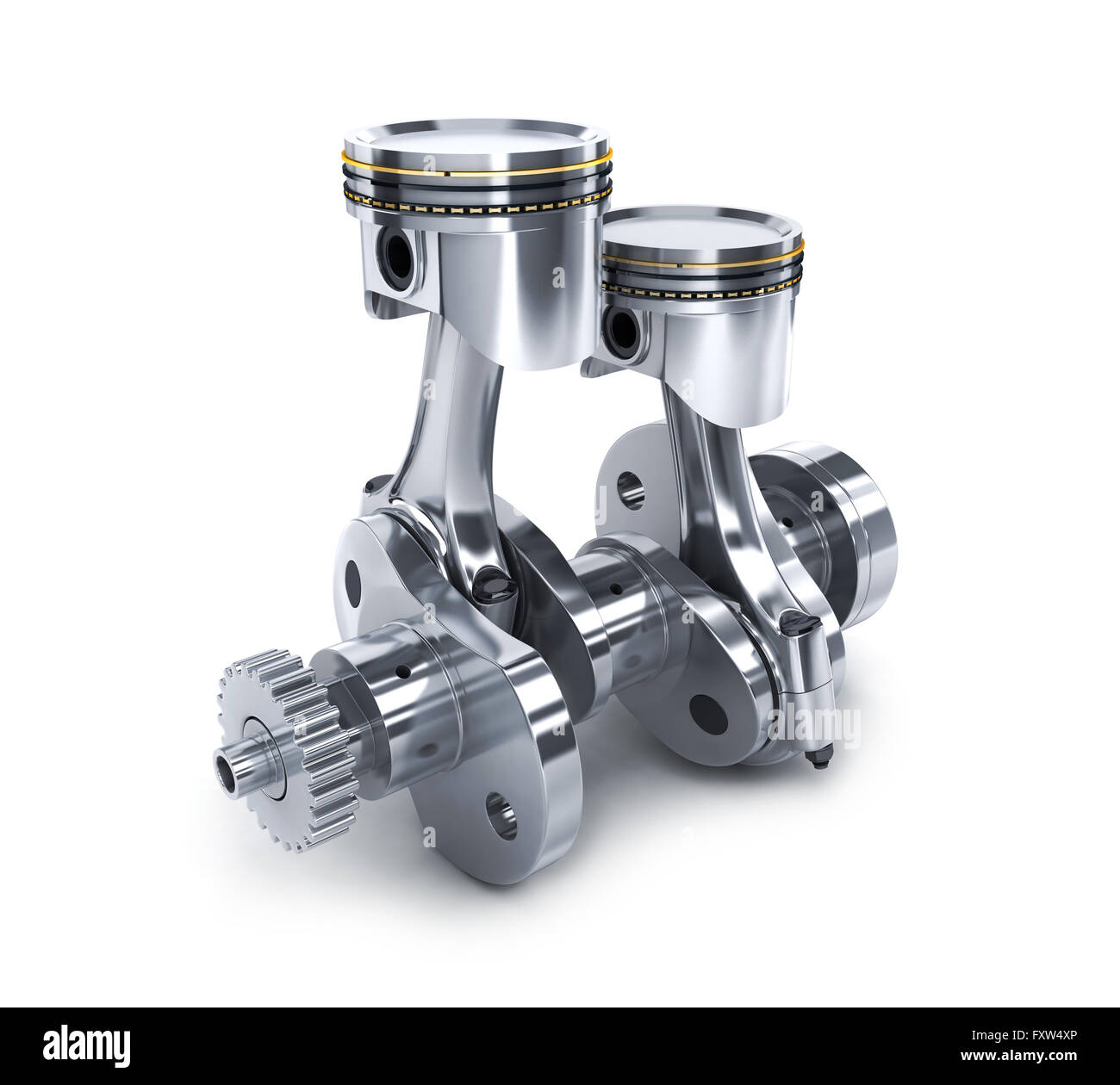 Crankshaft and pistons on white background (done in 3d Stock Photo Alamy