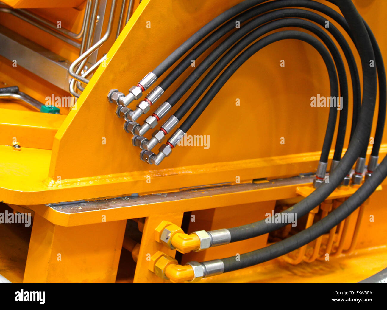 elements of piping connections hydraulics and pneumatics Stock Photo