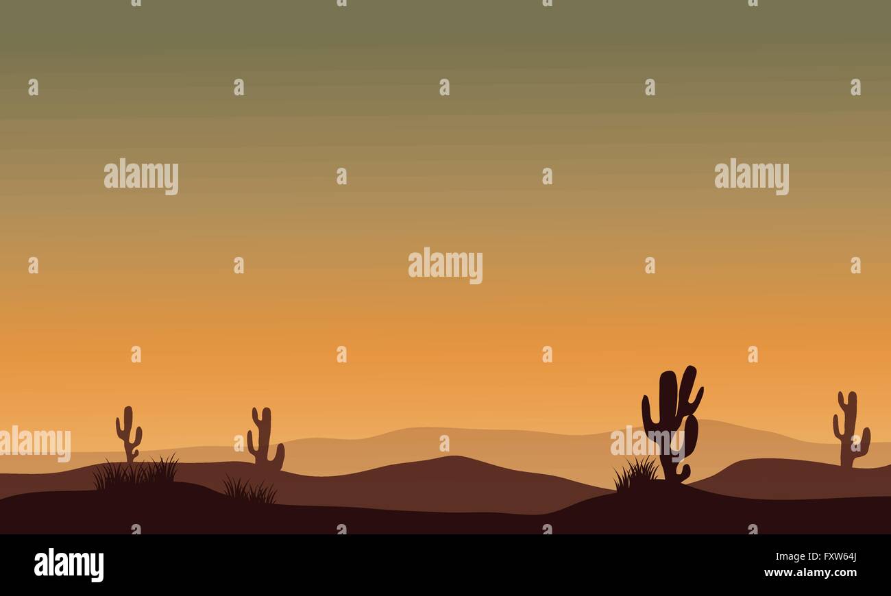 Cactus in desert silhouette Stock Vector Image & Art - Alamy