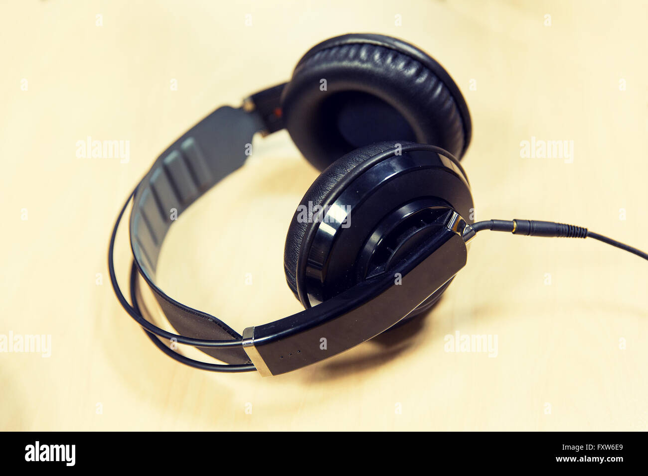 headphones at recording studio or radio station Stock Photo Alamy