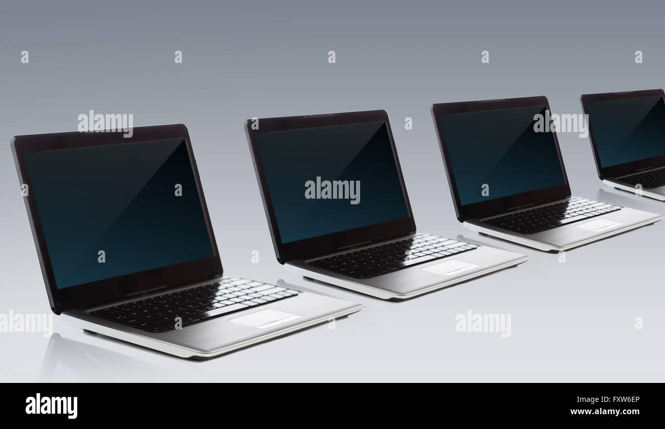 laptop computers with blank black screen Stock Photo Alamy