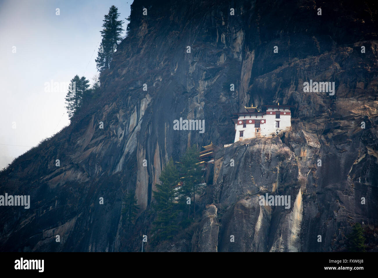 Paro Taktsang is the popular name of Taktsang Palphug Monastery, a prominent Himalayan Buddhist sacred site and temple complex Stock Photo