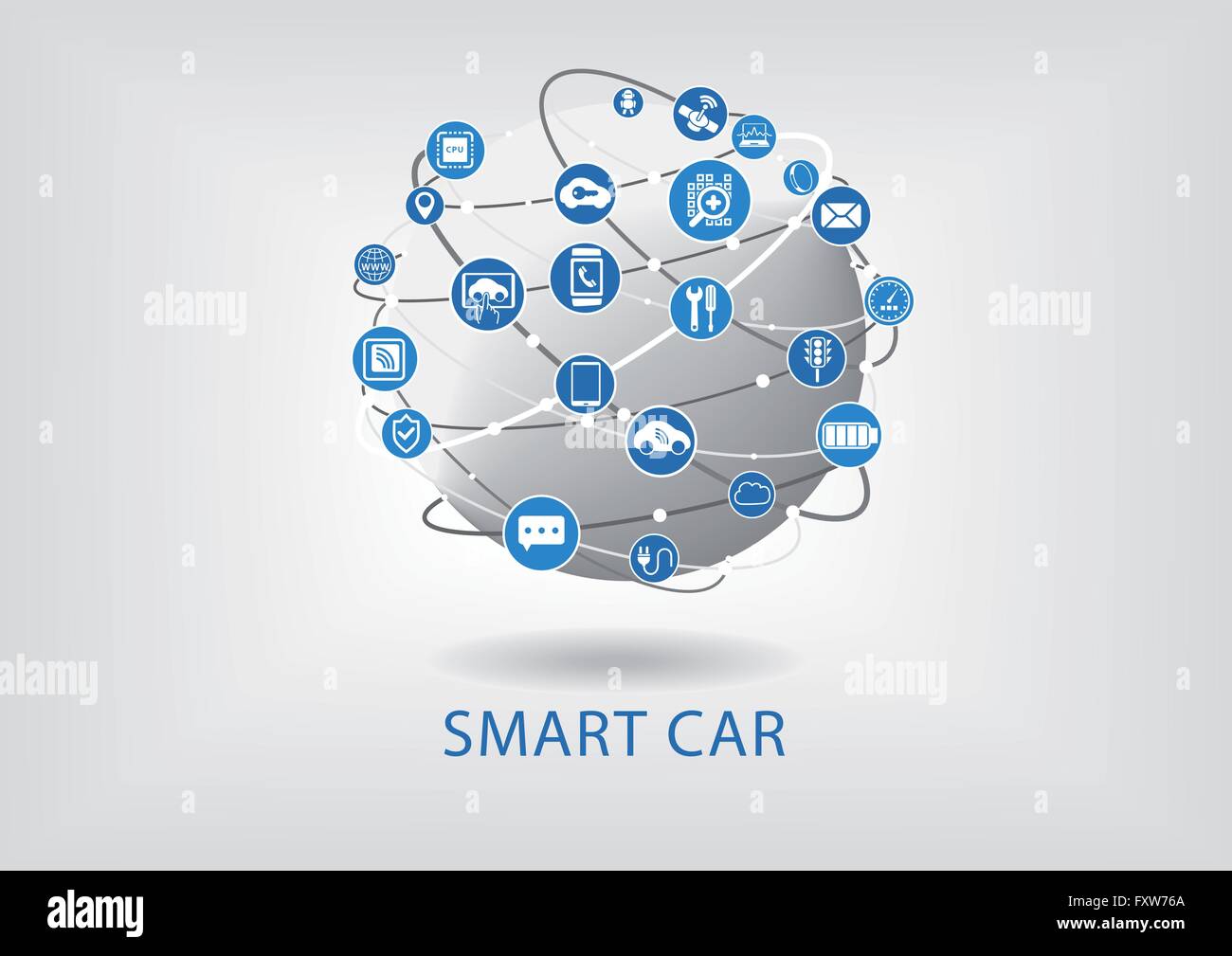 Connected smart car vector infographic and background Stock Vector