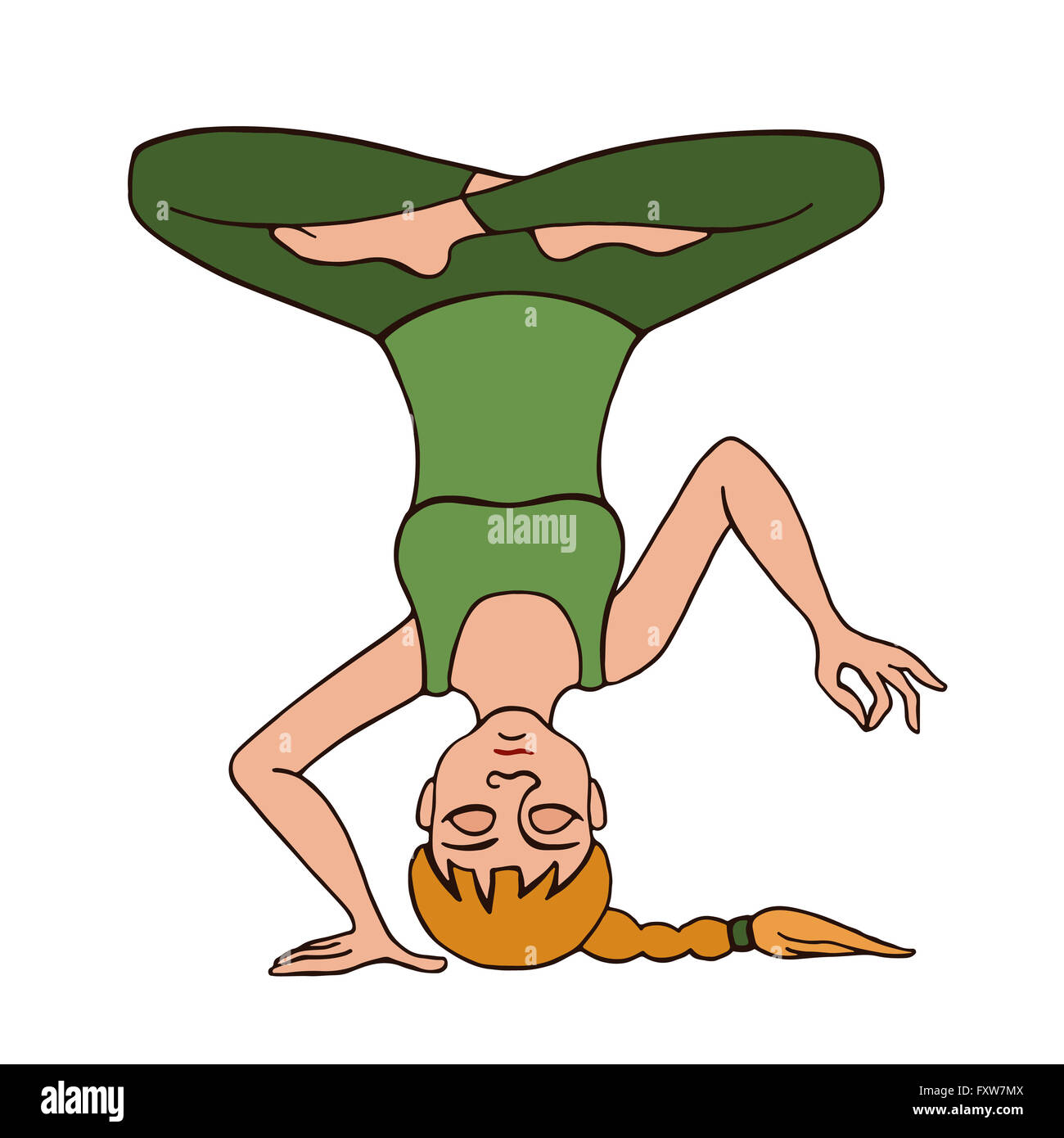Yoga position do yoga teacher on a white background Stock Photo