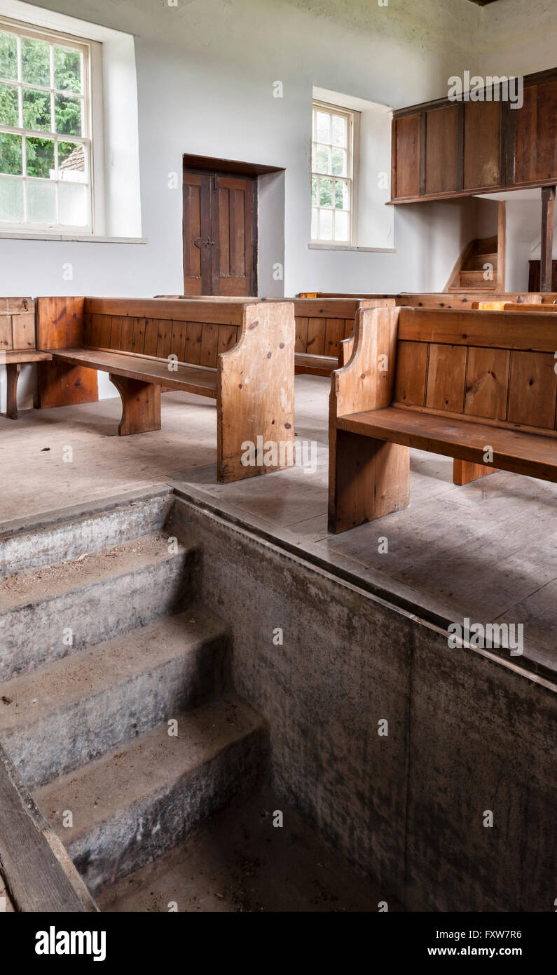 The Strict and Particular Baptist Chapel, Waddesdon Hill, UK. The baptismal pool for total immersion is under the floorboards Stock Photo