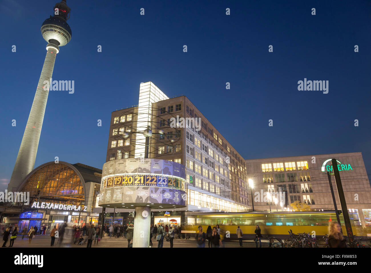 Alexanderplatz, World Clock, TV Tower, Geleria Kaufhof, Shopping, Berlin, Germany Stock Photo