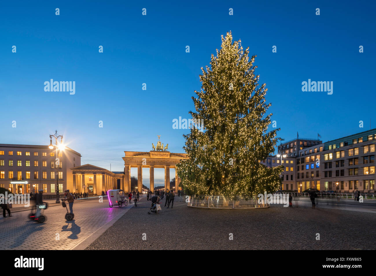 Christmas Tree, Pariser Platz , Brandenburg Gate, Berlin Germany Stock Photo