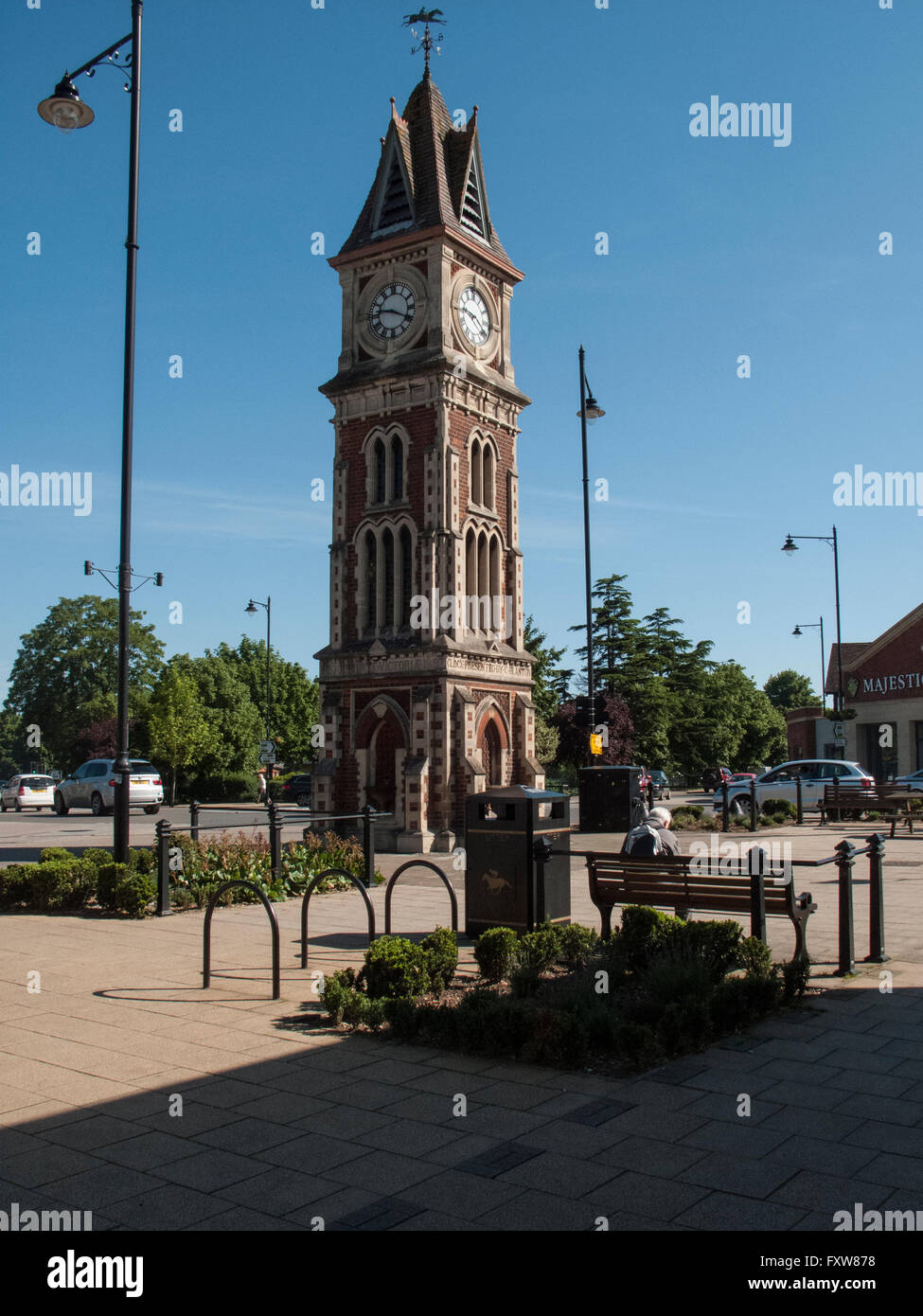 Newmarket clock tower built by Richard Arber to Commemorate Queen Victoria's Golden Jubilee of 1887. Stock Photo