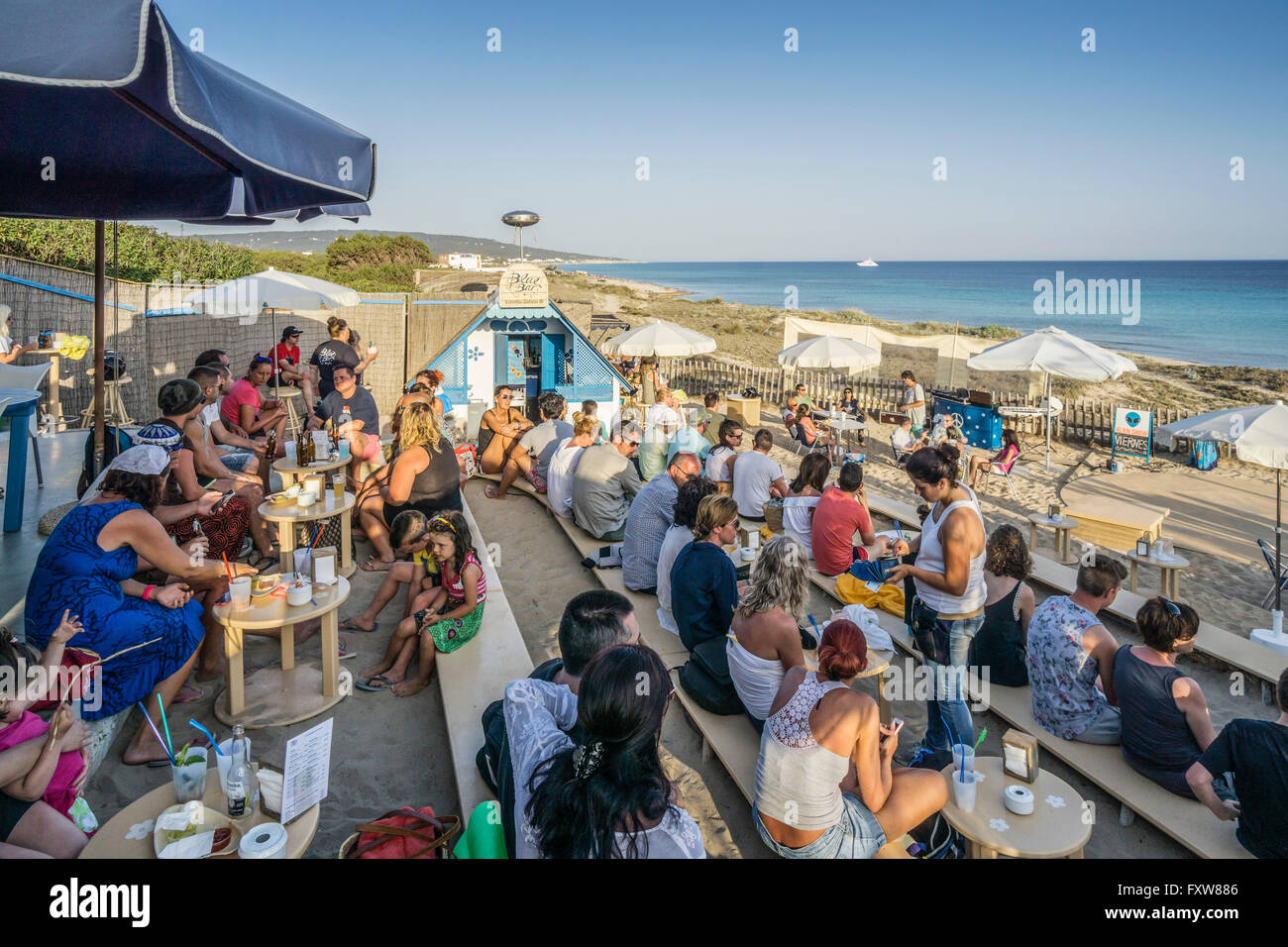 Blue Bar , Beach Bar, Formentera, Spain Stock Photo