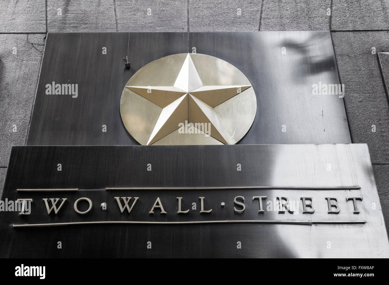 Two Wall Street Sign , Financial district, Manhattan, New York City , United States of america Stock Photo