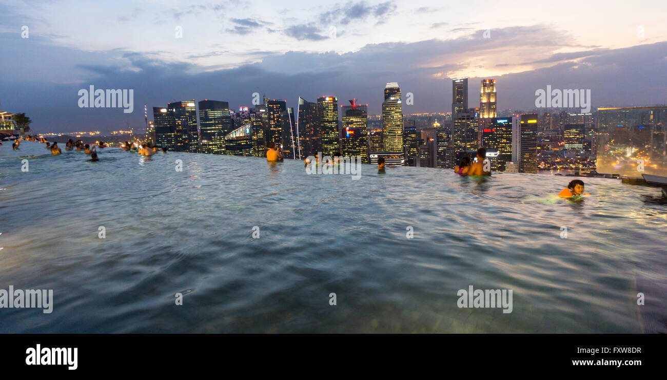 Marina Bay Sands , Infinity pool, Roof Terasse, Marina Bay, Singapore, Singapur, Southest Asia, Stock Photo