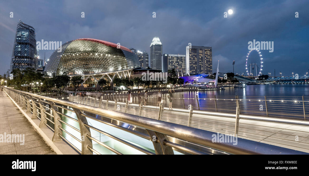 Esplanade Entertainment Center, Skyline, Big Wheel, Marina Bay, Singapore, Singapur, Southest Asia, Stock Photo