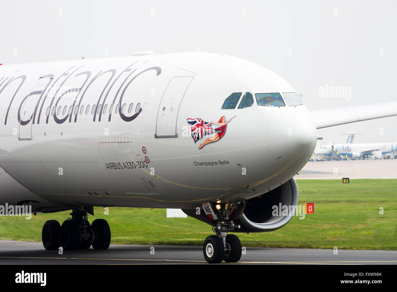 Virgin Atlantic Airways Airbus A330-343 Airliner G-VINE Taxiing at Manchester International Airport England United Kingdom UK Stock Photo