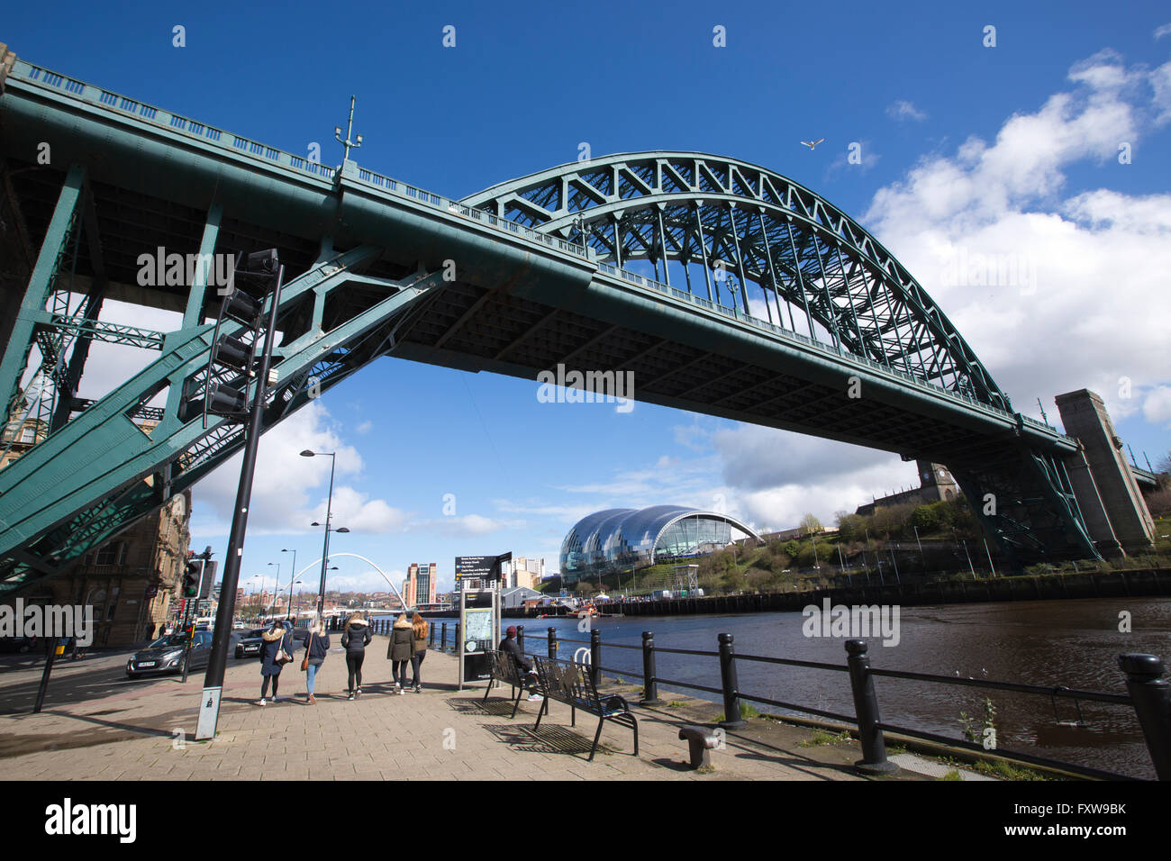 The Tyne Bridge, linking the City of Newcastle with the town of Gateshead, Newcastle, Tyneside, North England, UK Stock Photo