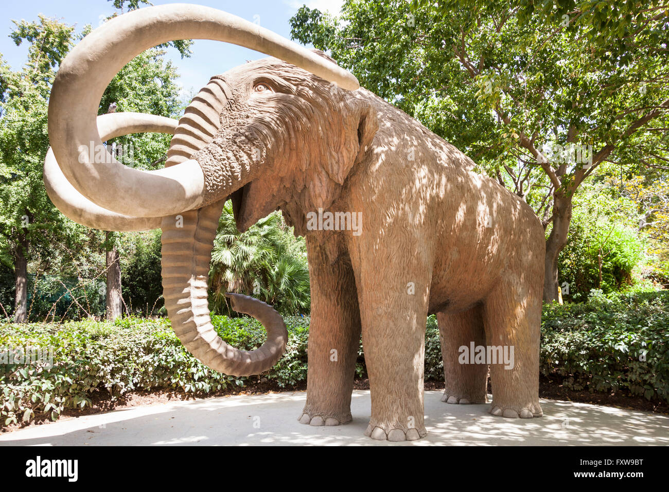 Large mammoth, Mamut, Mammuthus Primigenius, Parc De La Ciutadella, Barcelona, Spain Stock Photo