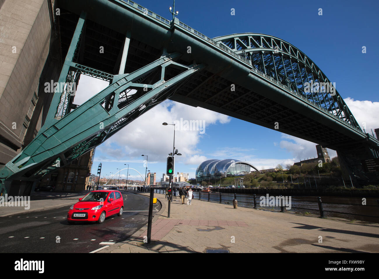 The Tyne Bridge, linking the City of Newcastle with the town of Gateshead, Newcastle, Tyneside, North England, UK Stock Photo