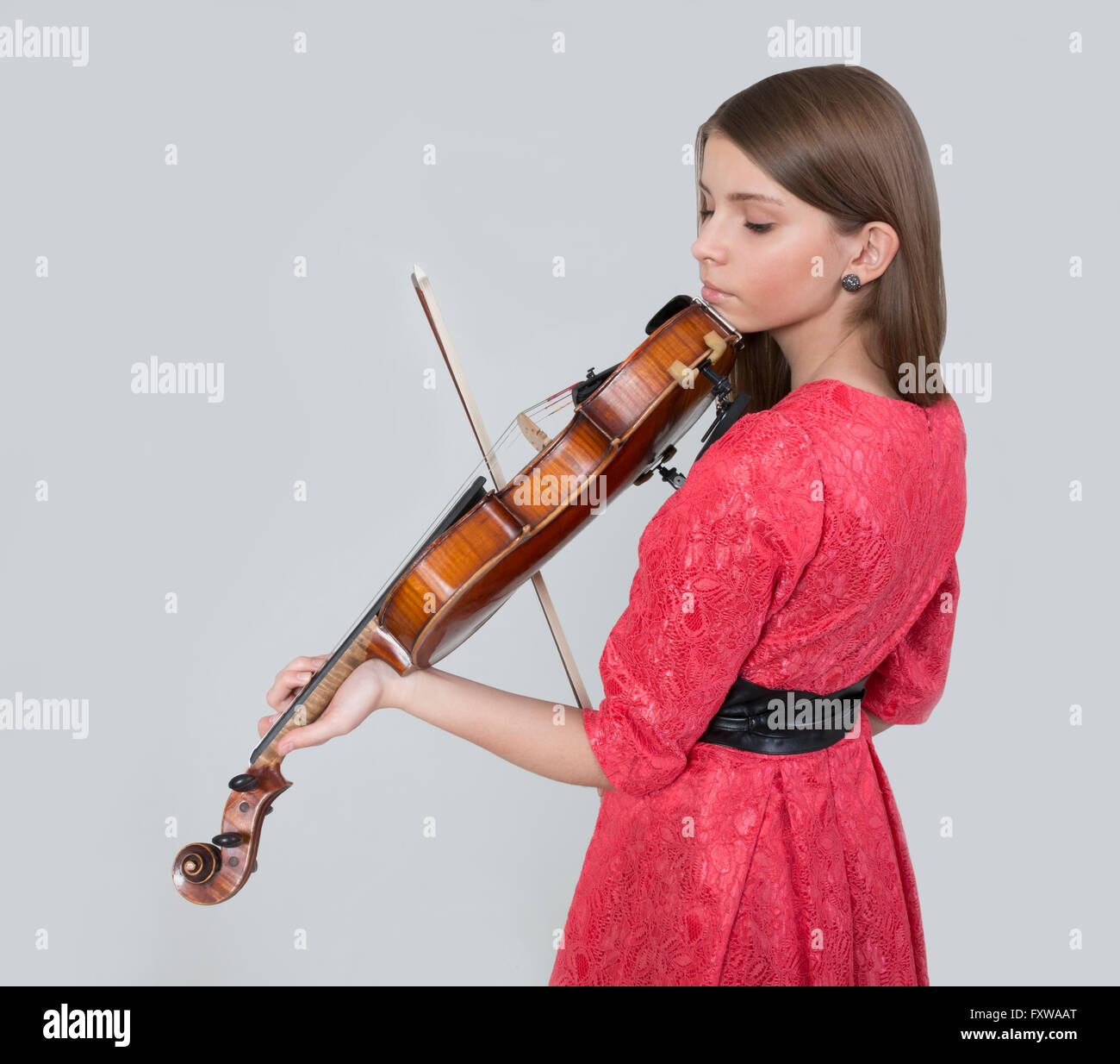 Teenage girl with viola Stock Photo Alamy