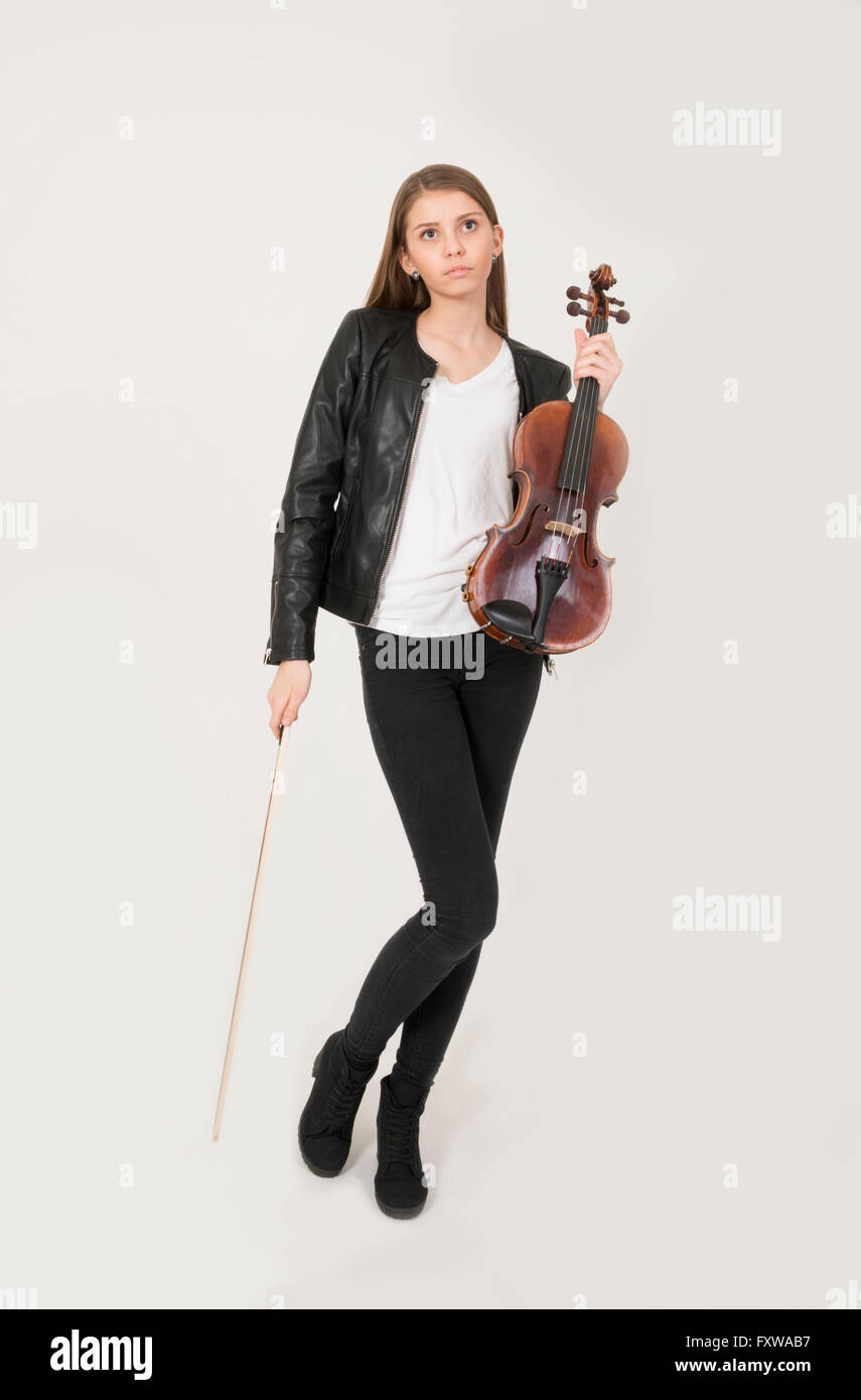 Teenage girl with viola Stock Photo Alamy