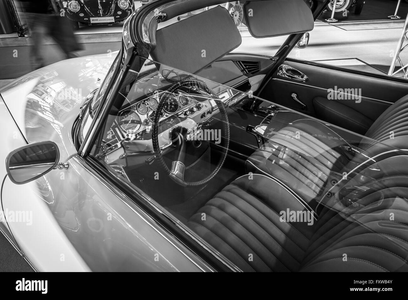 Cabin of mid-size luxury car Citroen DS19 Cabriolet. Stock Photo