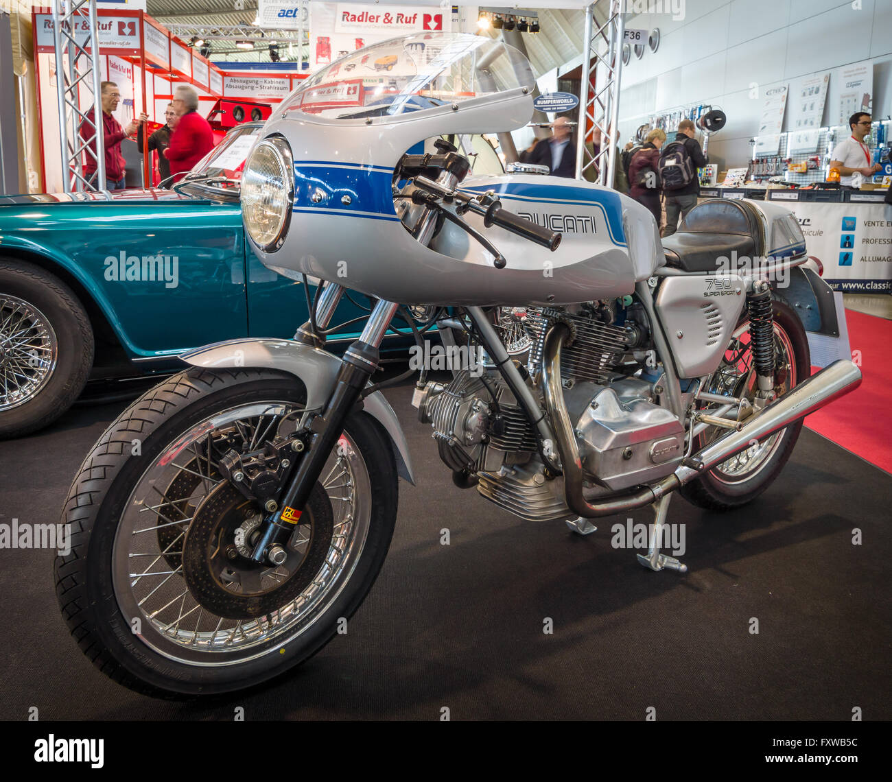 Motorcycle Ducati 750 Supersport, 1975. Europe's greatest classic car exhibition 'RETRO CLASSICS' Stock Photo