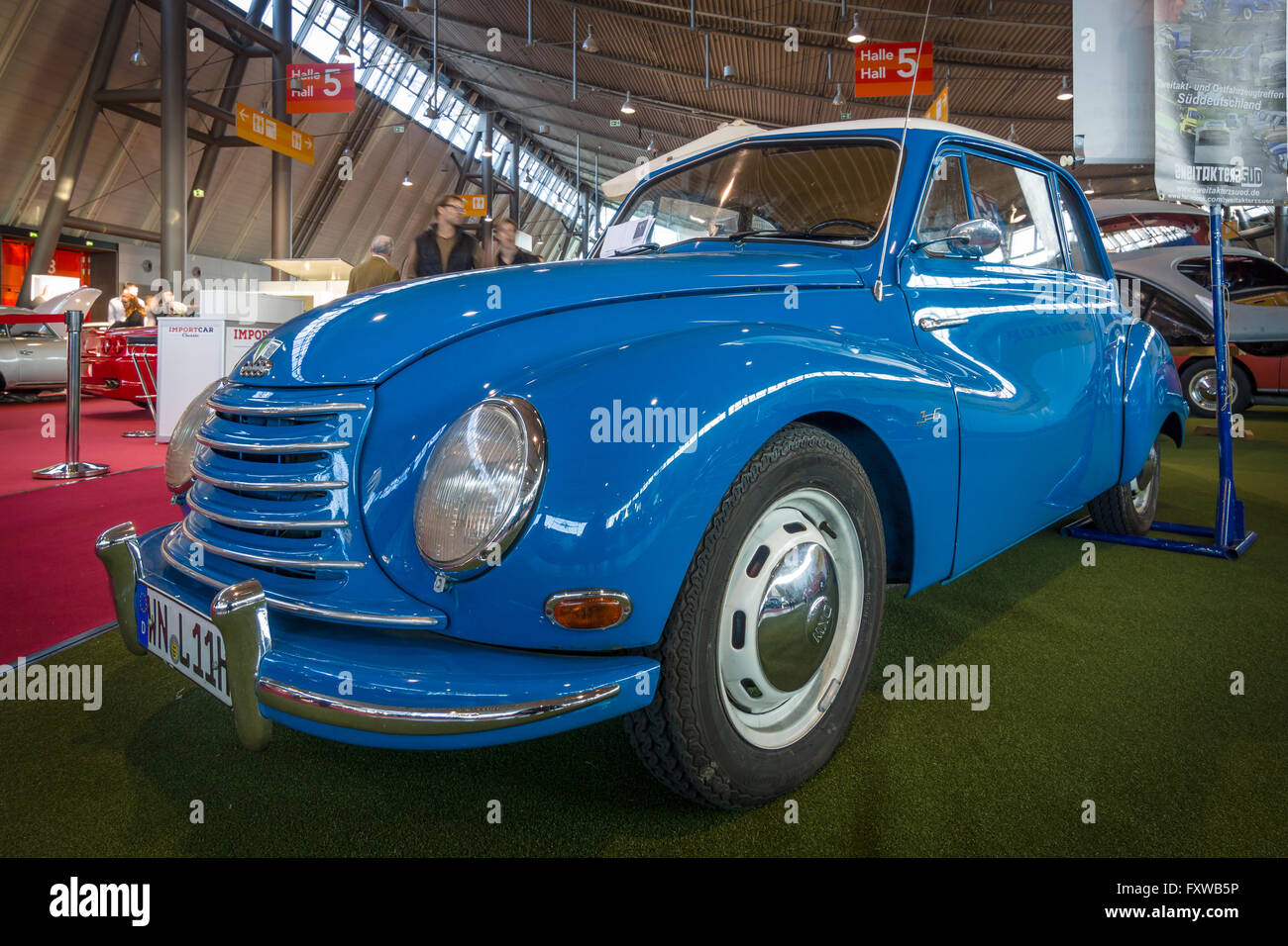 STUTTGART, GERMANY - MARCH 17, 2016: Small family car DKW 3=6, 1955. Europe's greatest classic car exhibition 'RETRO CLASSICS' Stock Photo
