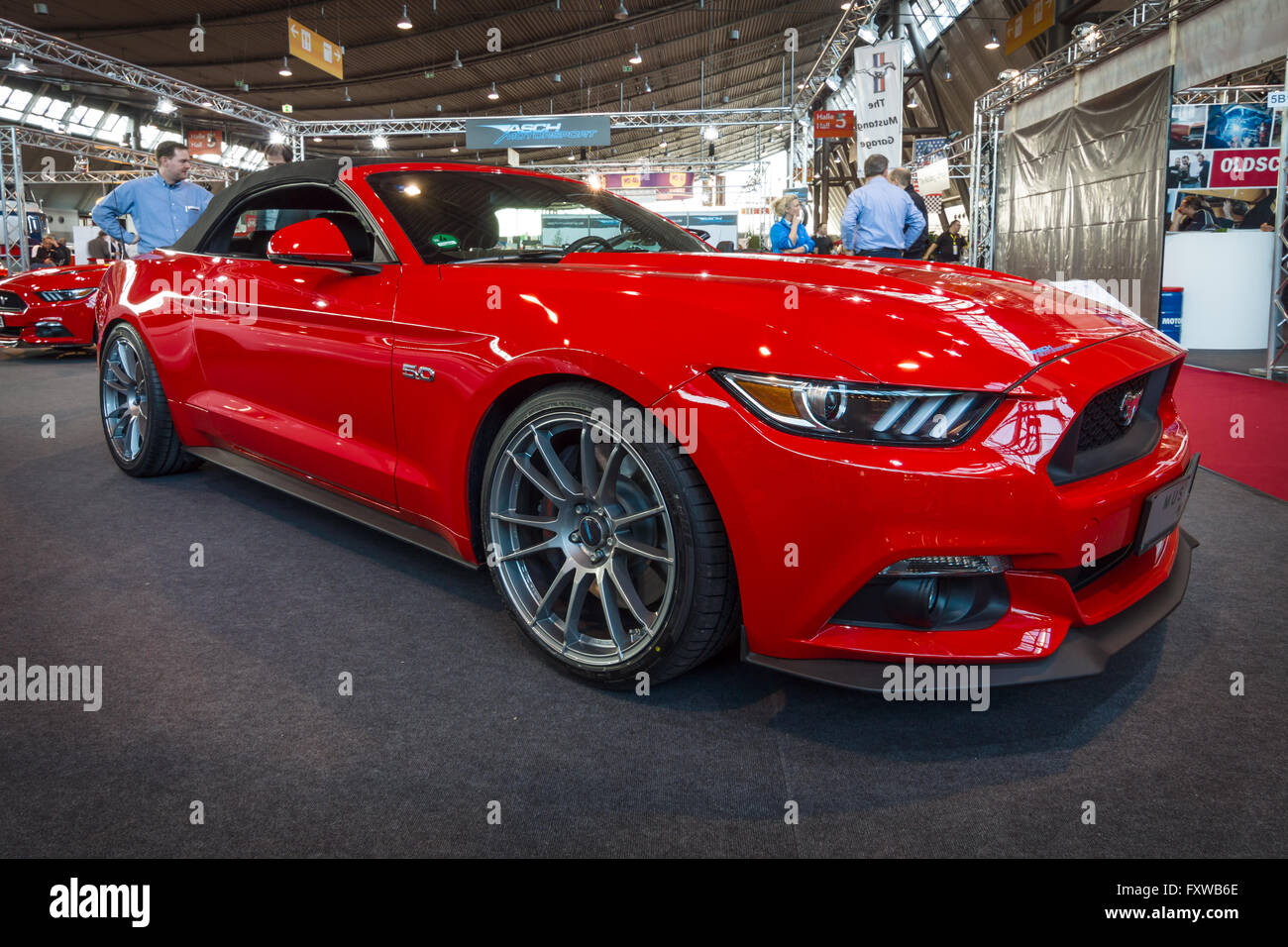 Pony car Ford Mustang GT convertible (sixth generation), 2015. Stock Photo