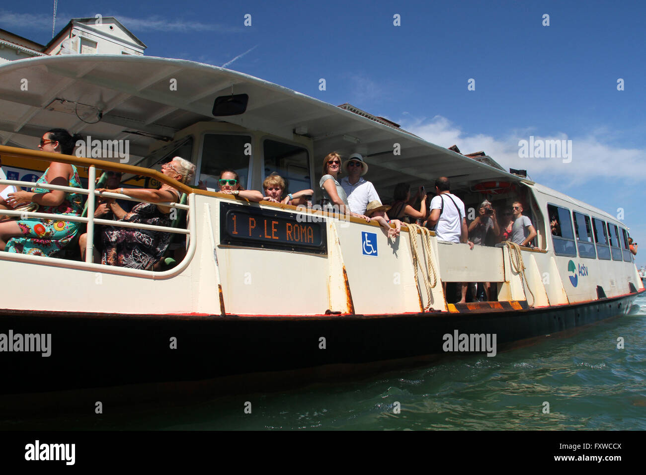 PASSENGER FERRY GRAND CANAL VENICE ITALY 02 August 2014 Stock Photo