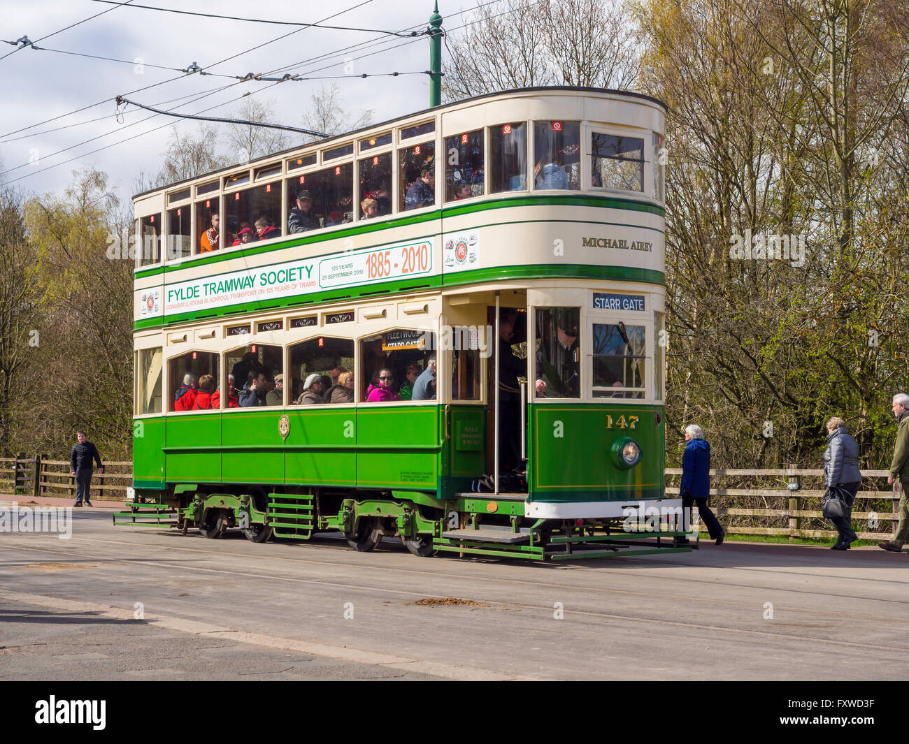 Restored double deck Blackpool Tram No.147 Michael Airey, built 1924