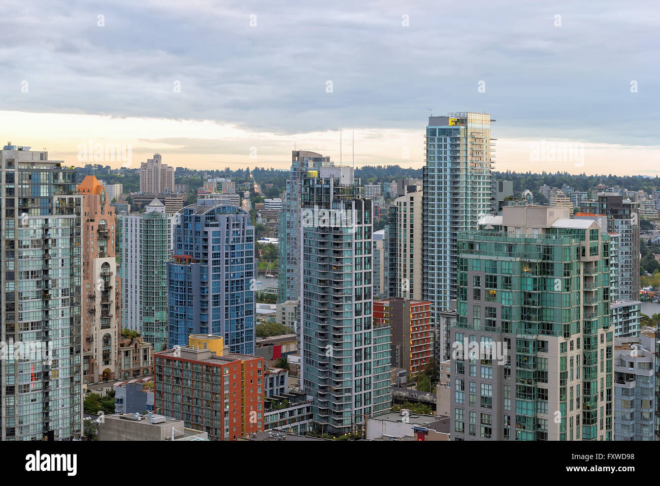 Vancouver British Columbia Canada downtown condominiums Stock Photo
