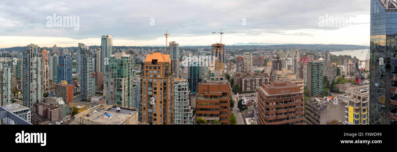 Vancouver British Columbia Canada downtown condominiums and construction Panorama Stock Photo