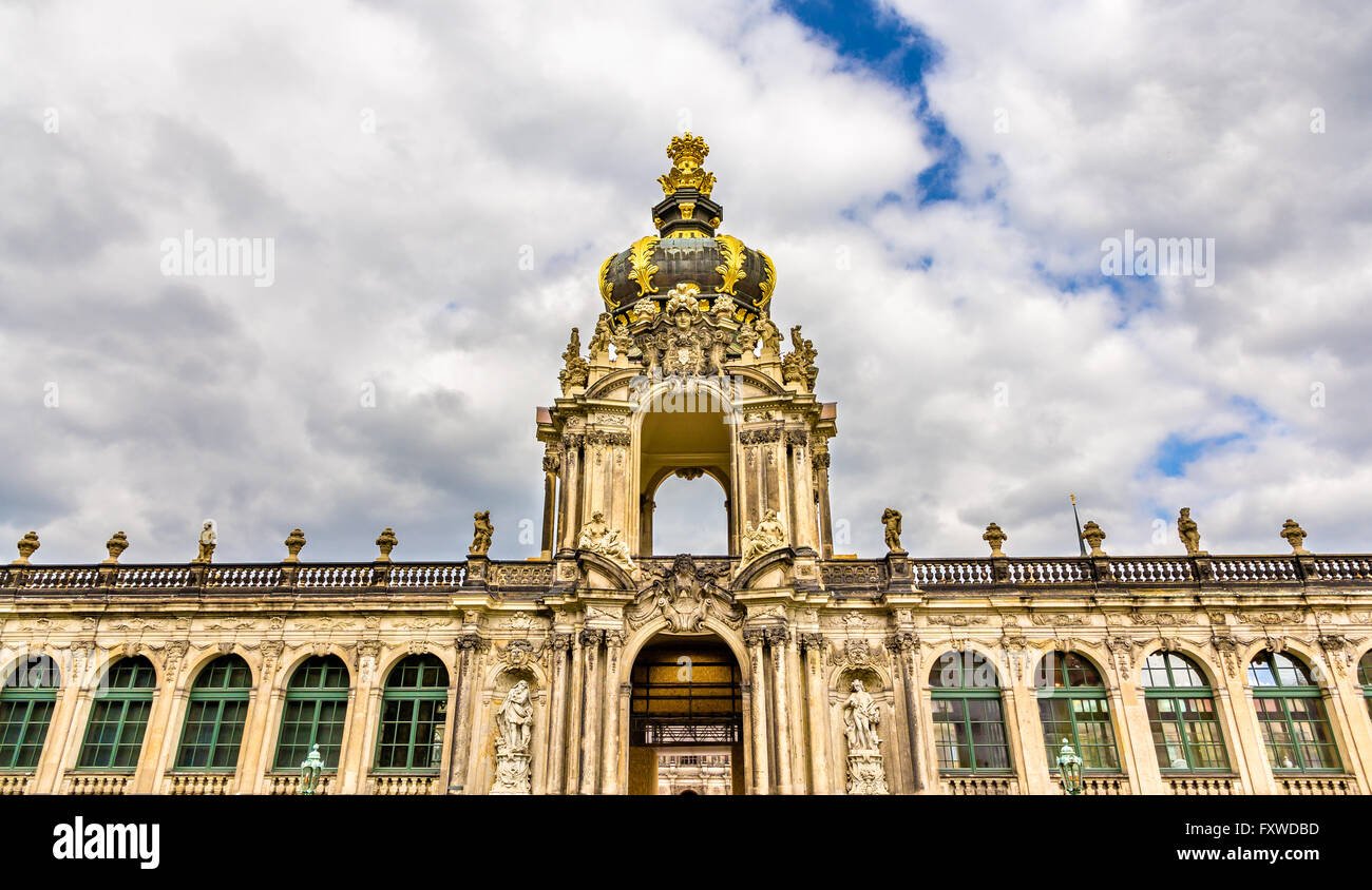 Kronentor or Crown Gate of Zwinger Palace in Dresden Stock Photo