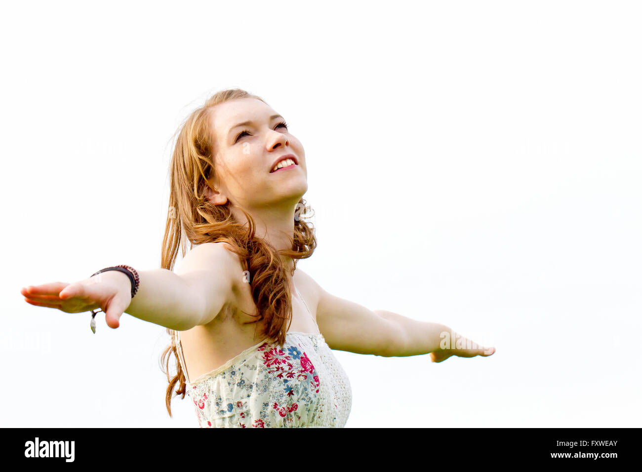 Young happy woman enjoy the day Stock Photo