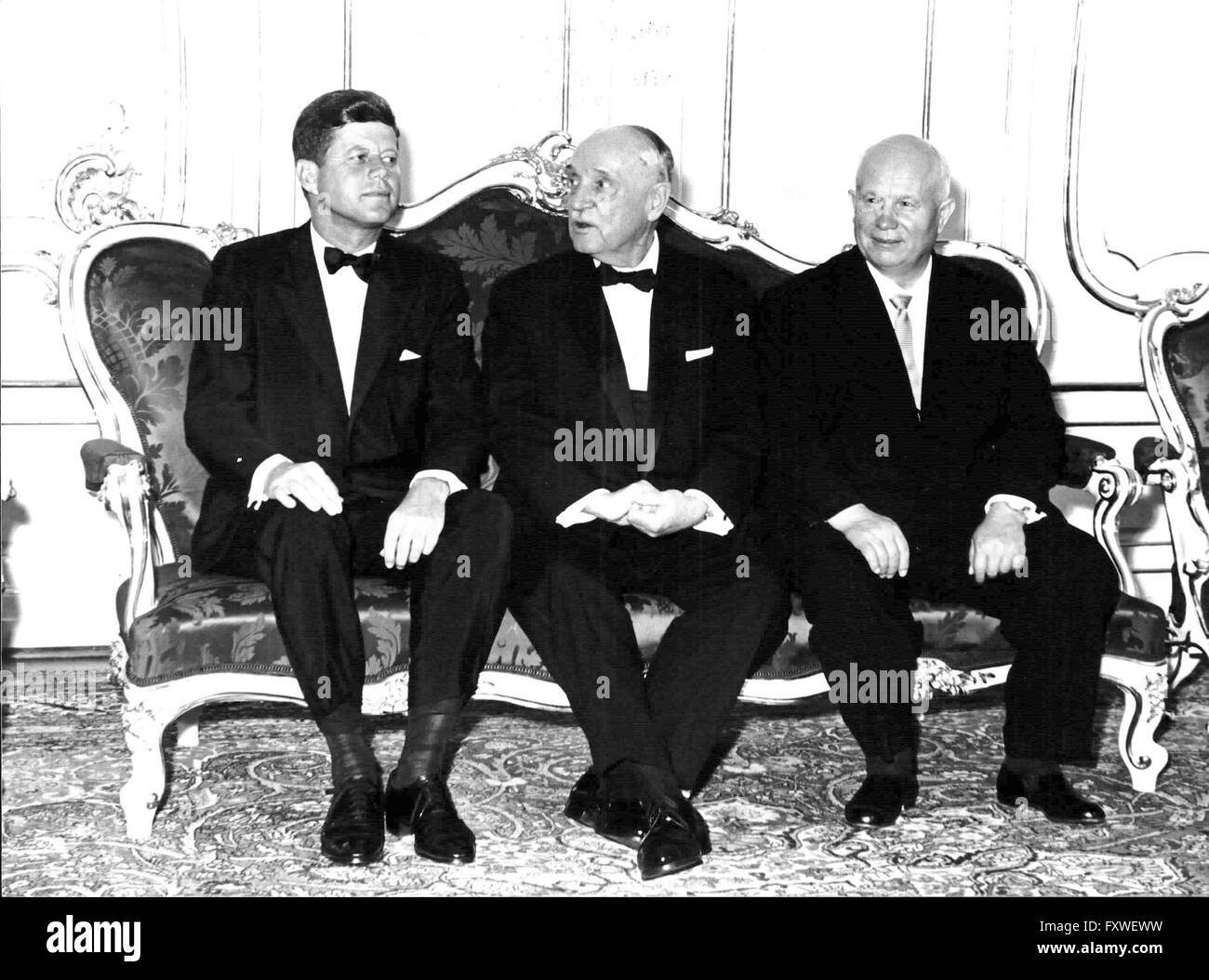 Kennedy und Chruschtschow in Schönbrunn bei Bundespräsident Schärf Stock Photo