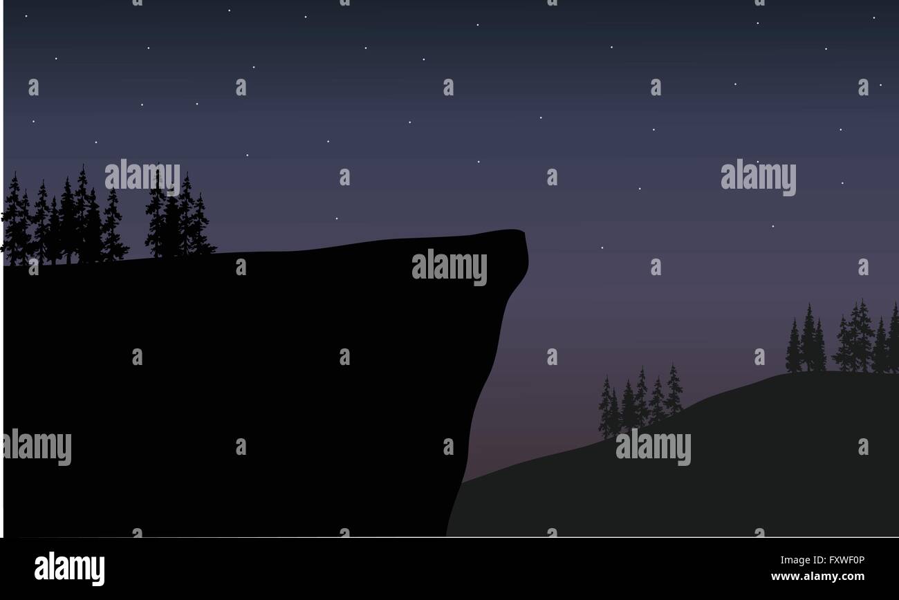 silhouette of cliff at night scenery Stock Vector Image & Art Alamy
