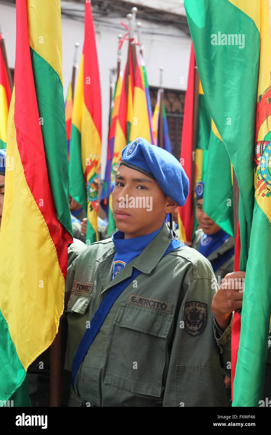 Bolivia -  06/08/2013  -  Bolivia / Sucre (Bolivia) / Sucre (Bolivia)  -  August 6th, parade for national day at the capital cit Stock Photo